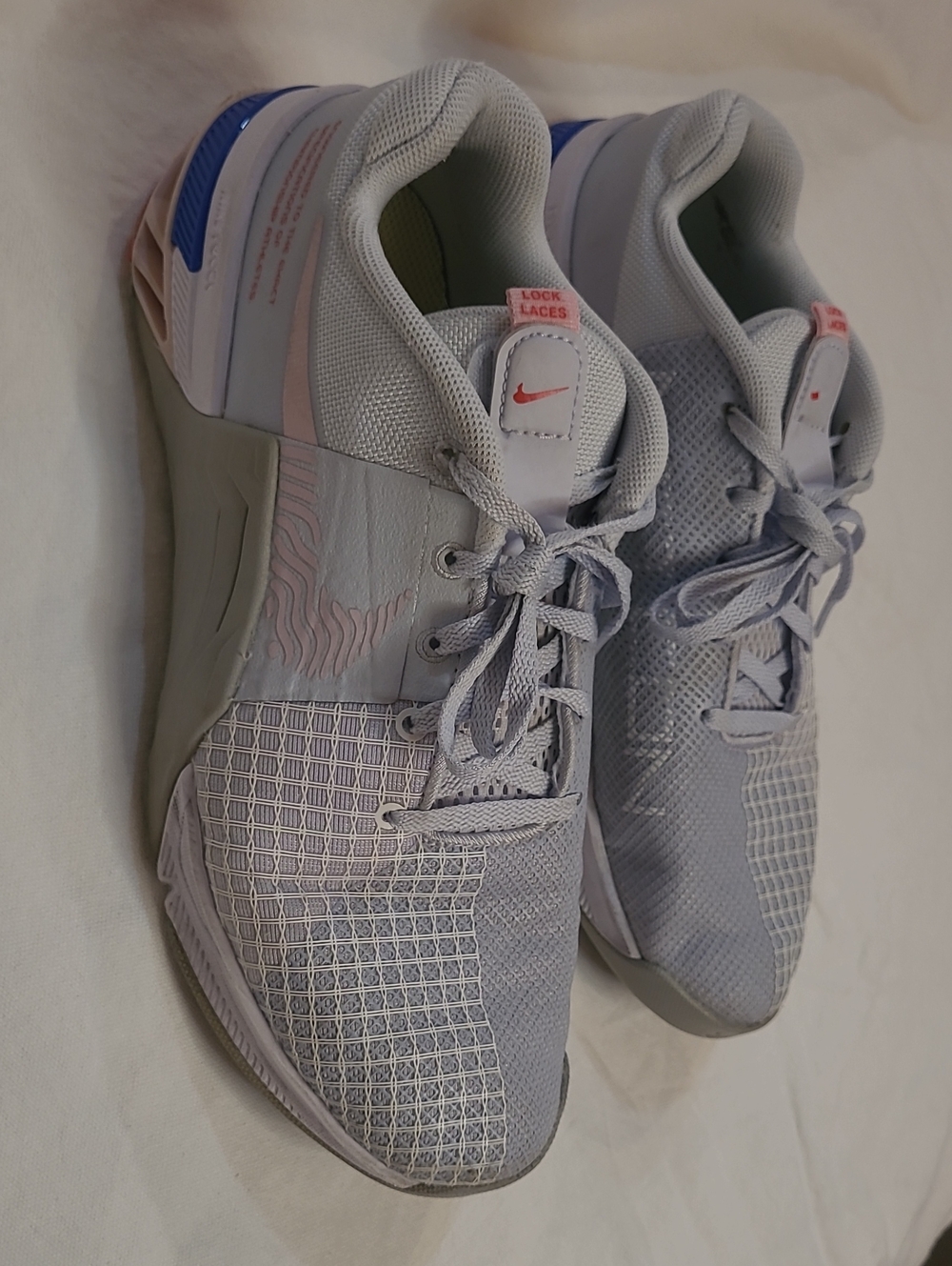 Nike Women's Light Grey Athletic Trainers with Pink Accents Nike Size 9